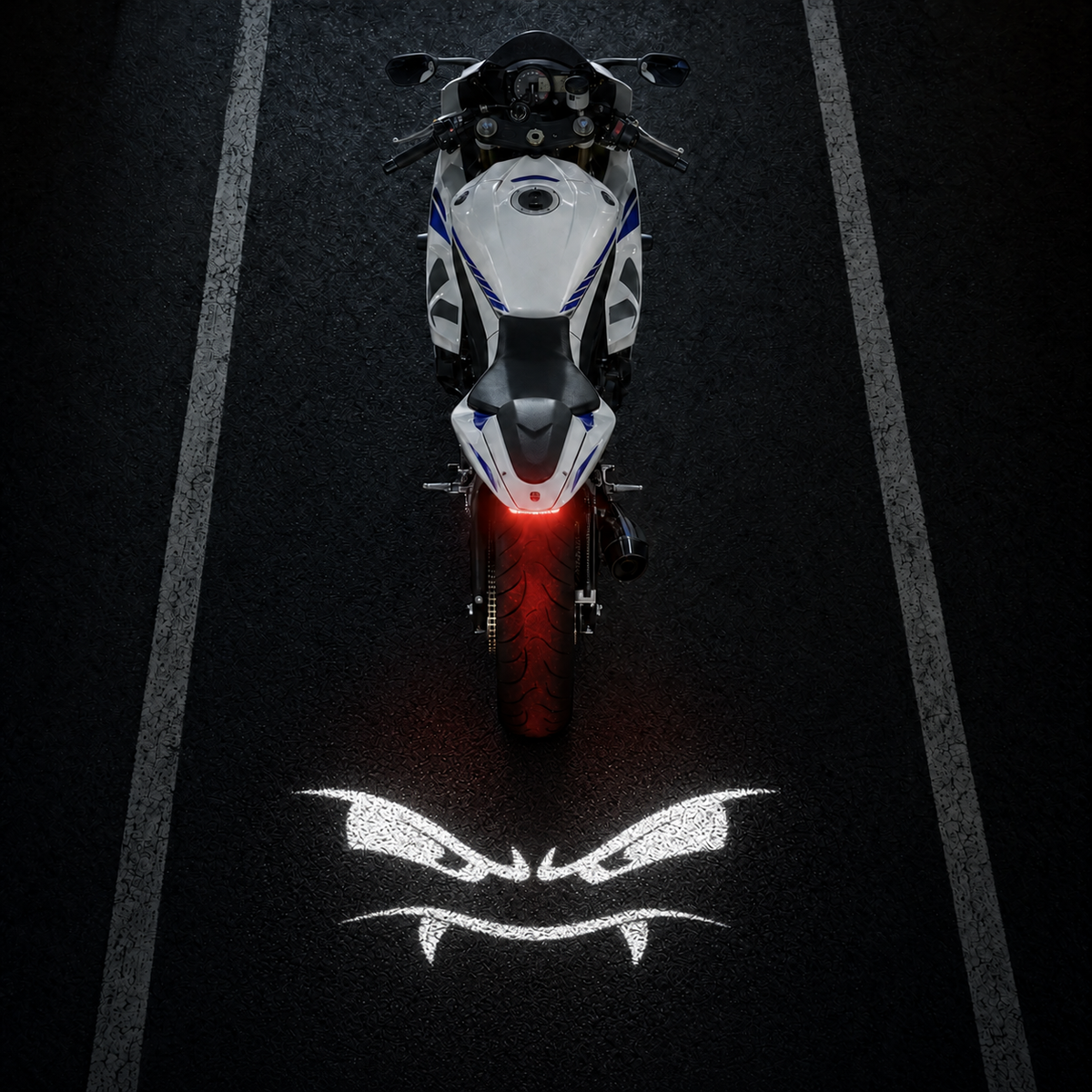 TailStare™ Motorcycle Projection Light – Devil Eyes Ground Projector